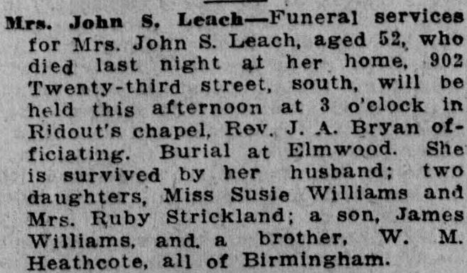 Mrs. John S. Leach obituary